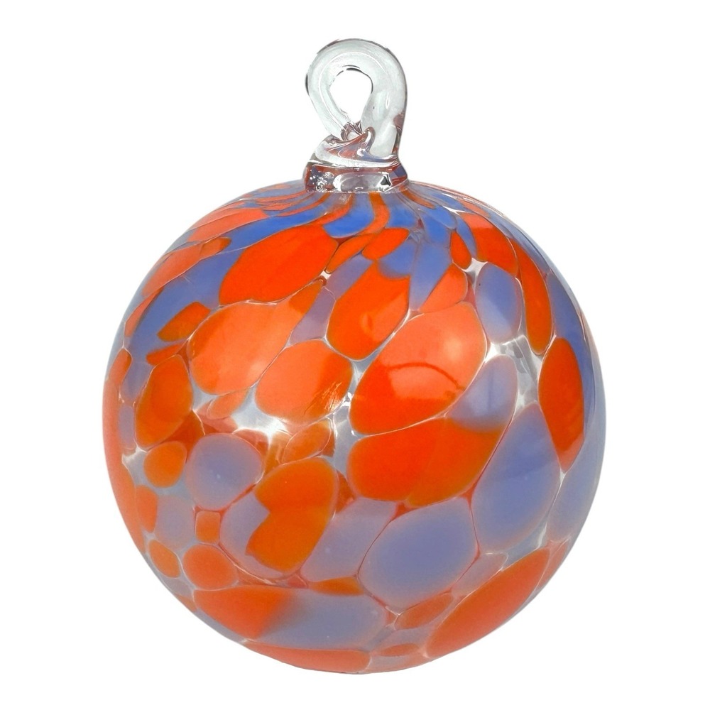 Hand Blown Glass Friendship Ball Ornament Christmas  3.3 In Purple / Orange - Picture 2 of 7